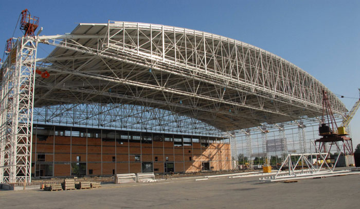 Nosná ocelová konstrukce hangáru Mošnov